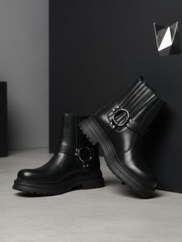 EZOK - Women Black Leather Chelsea Boots