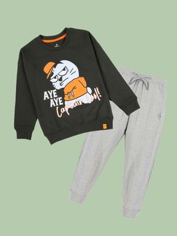 KiddoPanti - Captain Cool Print Sweatshirt with Joggers