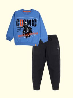 KiddoPanti - Cosmic Galaxy Print Sweatshirt with Joggers