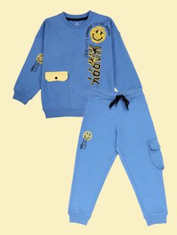 KiddoPanti - Stay Happy Smiley Sweatshirt with Joggers