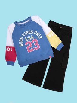 KiddoPanti - Girls Colorblock Sweatshirt with Pant