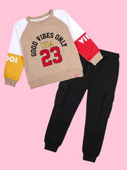 KiddoPanti - Girls Colorblock Sweatshirt with Joggers