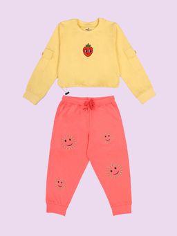 KiddoPanti - Girls Cotton T-Shirt with Joggers