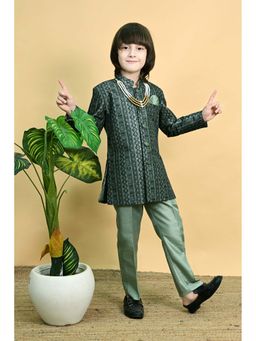 Ahhaaaa - Green Indo-Western Sherwani and Trouser with Mala
