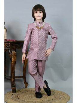 Ahhaaaa - Lavender Woven Jacquard Jodhpuri and Trouser with Mala