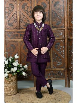 Ahhaaaa - Purple Sherwani and Trouser with Mala