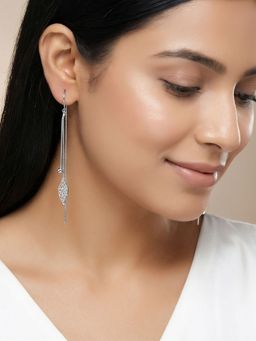 GIVA - Silver Leaf Bead Sui Dhaga Drop Earrings