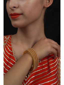 Niscka - Gold-Plated with Beaded Bangles (One Size) (Pack of 4)