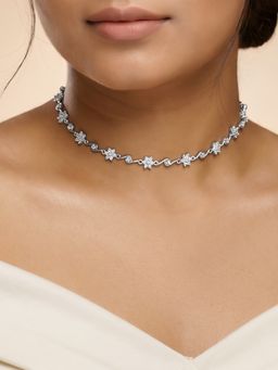 GIVA - Silver Beauty of Floral Choker