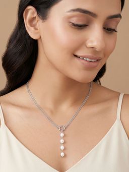 GIVA - Silver Tony Pearl Necklace