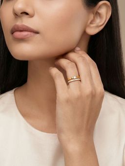 GIVA - Silver Golden Double Glam Ring