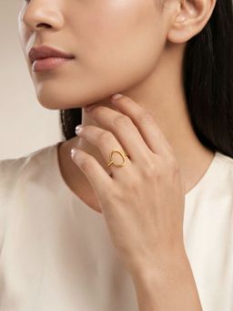 GIVA - Silver Golden Oval Link Ring