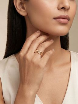 GIVA - Silver Golden Luxe Lattice Ring