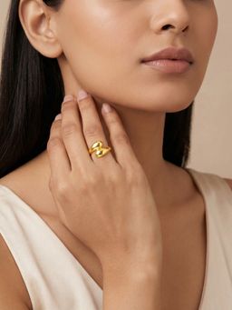 GIVA - Silver Golden SwirlPlay Ring