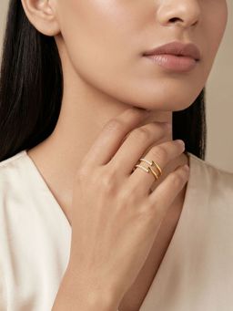 GIVA - Silver Golden GeoLuxe Ring