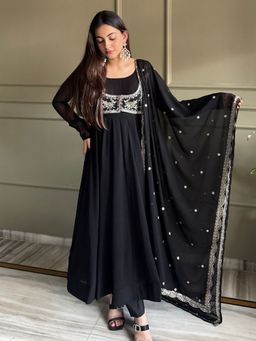 Odette - Black Anarkali Kurta and Pant with Dupatta