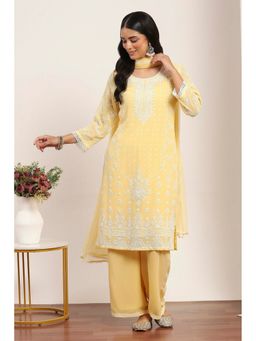 Rangriti - Yellow Polyester Kurta Palazzo with Dupatta