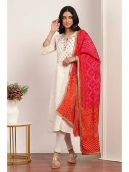 Rangriti - Women White Kurta Churidar with Dupatta