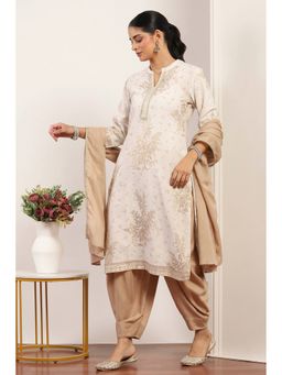 Rangriti - Women Beige Rayon Kurta Salwar with Dupatta