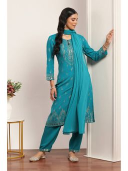 Rangriti - Women Green Rayon Kurta and Pant with Dupatta
