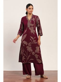 Rangriti - Women Wine Kurta with Palazzo