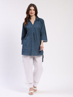 ME & I - Blue Collar Top with Palazzo