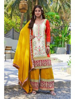 Miss Ethnik - Multi-Color Kurta Palazzo with Dupatta