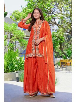 Miss Ethnik - Orange Kurta Palazzo with Dupatta