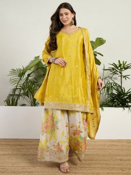 Miss Ethnik - Yellow Kurta Palazzo with Dupatta