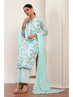 Rangriti - Sky Blue Cotton Kurta Palazzo with Dupatta