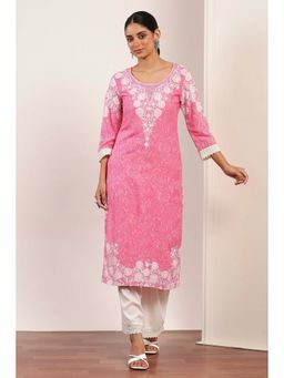 Rangriti - Women Pink Straight Kurta with Palazzo