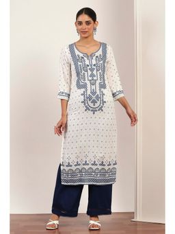 Rangriti - Women White Straight Kurta with Palazzo