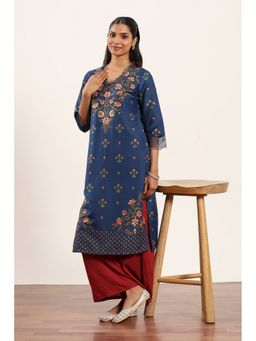 Rangriti - Women Blue Viscose Kurta with Palazzo
