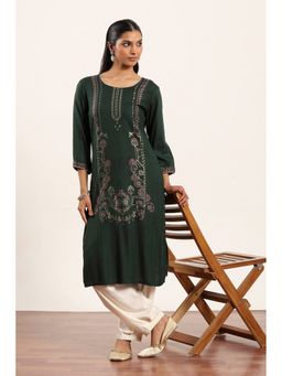 Rangriti - Green Viscose Rayon Kurta with Salwar
