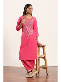 Rangriti - Women Pink Straight Kurta with Pant