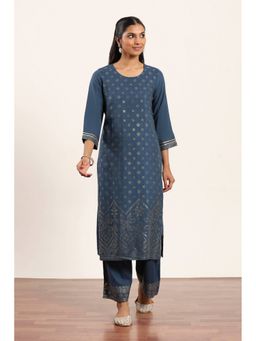Rangriti - Women Indigo Rayon Kurta with Palazzo