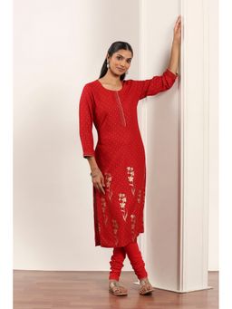 Rangriti - Women Red Kurta with Churidar