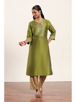 Rangriti - Women Green Straight Kurta with Pant