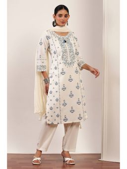 Rangriti - Women White Kurta and Pant with Dupatta
