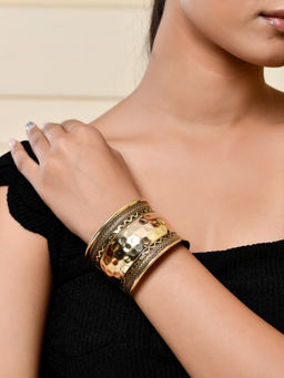 Silvermerc Designs - Gold-Toned Textured Brass Cuff Bracelet
