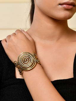 Silvermerc Designs - Stylish Gold Spiral Open Cuff Bracelet for Women