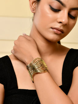 Silvermerc Designs - Gold-Plated Wave Design Cuff Bracelet