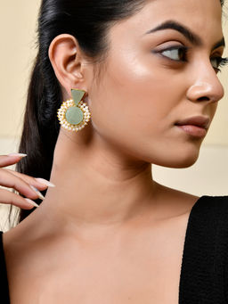 Silvermerc Designs - Gold Plated Green Pearl Cluster Earrings