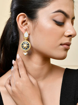 Silvermerc Designs - Gold-Plated Compass Rose Pearl Earrings