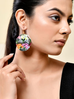 Silvermerc Designs - Floral Print Round Earrings