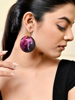 Silvermerc Designs - Rose Petal Design Round Drop Earrings