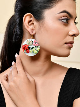 Silvermerc Designs - Floral Bouquet Round Dangle Earrings