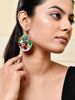 Silvermerc Designs - Multi-Color Floral Print Round Earrings