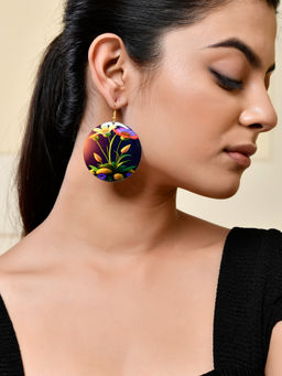 Silvermerc Designs - Multi-Color Floral Design Round Drop Earrings