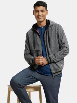 Jockey - UM05 Men Super Combed Cotton French Terry Hoodie Jacket - Black Grindle